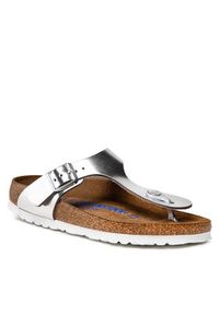 Birkenstock Japonki Gizeh Bs 1003675 Srebrny. Kolor: srebrny. Materiał: skóra