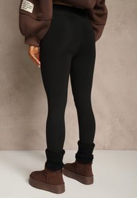 Renee - Czarne Klasyczne Legginsy High Waist z Zapiętkami i Ociepleniem Serafeia. Stan: podwyższony. Kolor: czarny. Materiał: koronka. Styl: klasyczny #4