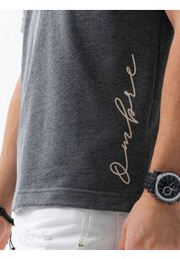 Ombre Clothing - T-shirt męski z nadrukiem - czarny - Rozmiar: M. Kolor: czarny. Materiał: bawełna, poliester, dzianina. Wzór: nadruk