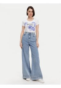 Guess T-Shirt W5GI08 J1314 Biały Slim Fit. Kolor: biały. Materiał: bawełna