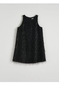 Reserved - Sukienka mini z dekoltem halter - czarny. Typ kołnierza: dekolt halter. Kolor: czarny. Materiał: tkanina. Wzór: gładki. Długość: mini
