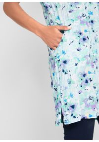 Długa tunika z kreszowanego materiału + legginsy 3/4 bonprix ciemnoniebiesko-jasnoniebieski w kwiaty. Kolor: niebieski. Materiał: materiał. Długość: długie. Wzór: kwiaty #6