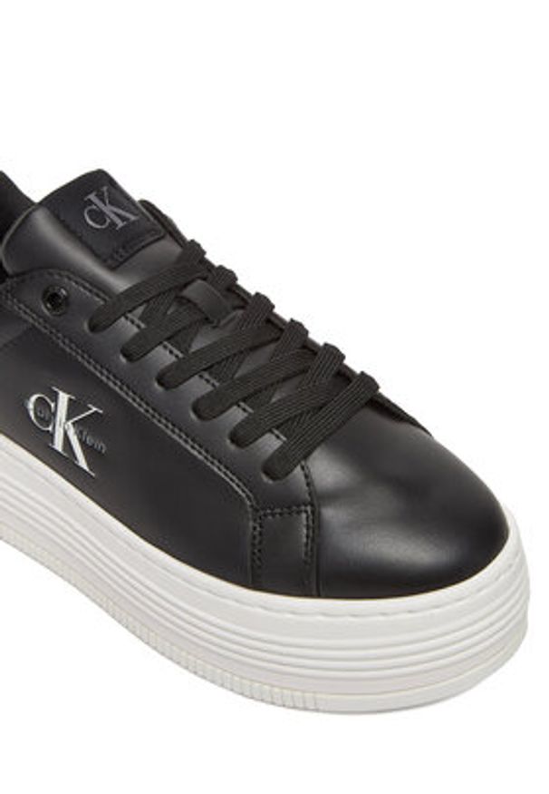 Calvin Klein Jeans Sneakersy Bold Flatf Low Lace Lth YW0YW01878 Czarny. Kolor: czarny. Materiał: skóra