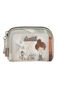 Portfel damski Anekke, etui na klucze z ozdobnym nadrukiem i metalowym logo zapinane na suwak kompaktowe i poręczne idealne do torebki lub plecaka, m. Wzór: nadruk #1