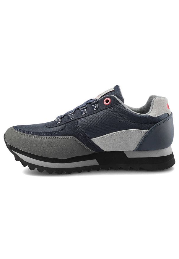 Granatowe Sneakersy Męskie Cross Jeans Modne Buty. Kolor: niebieski. Materiał: skóra ekologiczna, materiał. Szerokość cholewki: normalna