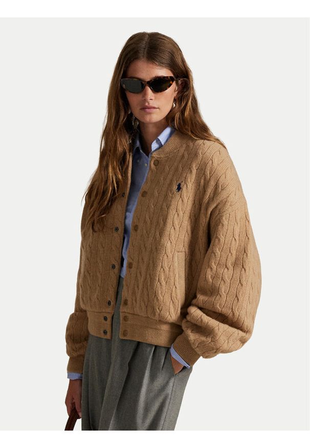 Polo Ralph Lauren Kurtka bomber 211966122002 Beżowy Relaxed Fit. Typ kołnierza: polo. Kolor: beżowy. Materiał: wełna