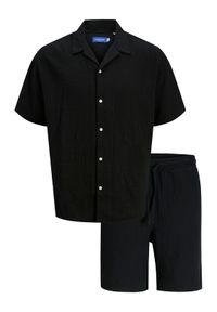 Jack & Jones - Jack&Jones Komplet koszula i szorty materiałowe Easter 12281255 Czarny Relaxed Fit. Kolor: czarny. Materiał: bawełna