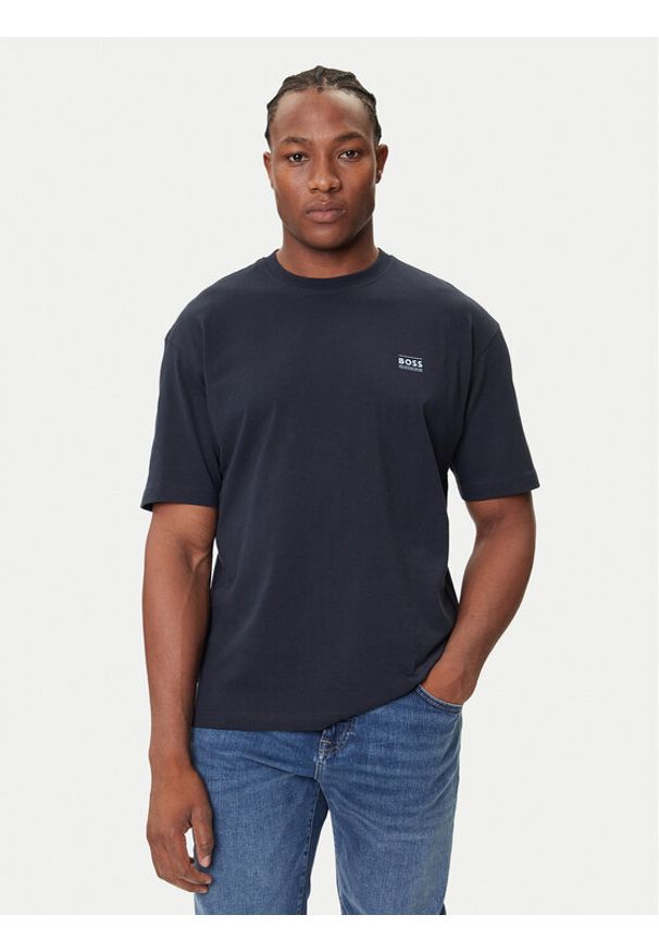 BOSS T-Shirt Te_Move 50547087 Granatowy Relaxed Fit. Kolor: niebieski. Materiał: bawełna