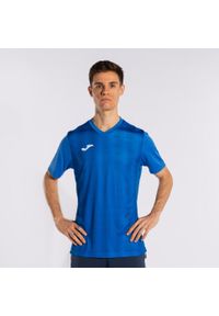 Koszulka do piłki nożnej męska Joma Boy Inter II z krótkim rękawem. Kolor: niebieski. Długość rękawa: krótki rękaw. Długość: krótkie. Sport: piłka nożna