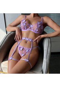 Intica - Komplet bielizny z haftem w kształcie motyli koronkowy Latika. Kolor: czarny. Materiał: koronka. Wzór: haft #4