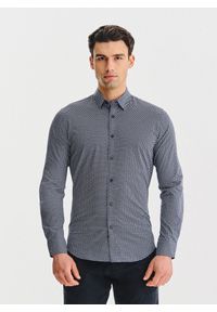 Pako Lorente - PAKO LORENTE – Granatowa koszula w kwiaty. Kolor: niebieski. Materiał: elastan, bawełna. Długość rękawa: długi rękaw. Długość: długie. Wzór: kwiaty #1