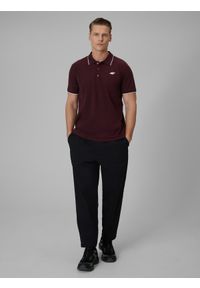 4f - 4F Koszulka polo regular męska - czerwona S. Okazja: na co dzień, do pracy, na spacer. Typ kołnierza: polo. Kolor: czerwony. Materiał: dzianina, skóra, materiał. Styl: casual, klasyczny #2