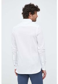 TOMMY HILFIGER - Tommy Hilfiger koszula bawełniana męska kolor biały slim z kołnierzykiem button-down. Typ kołnierza: button down. Kolor: biały. Materiał: bawełna. Wzór: aplikacja #5