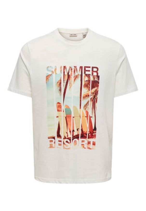 Only & Sons T-Shirt Magdy 22029454 Biały Regular Fit. Kolor: biały. Materiał: bawełna