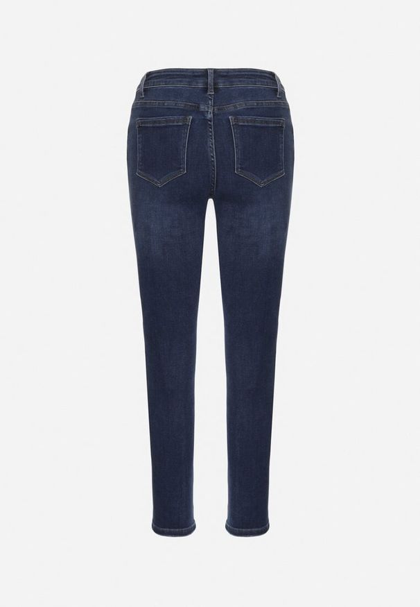 Born2be - Niebieskie Jeansy z Domieszką Wiskozy o Kroju Skinny z Regularnym Stanem Zenisa. Okazja: na co dzień. Kolor: niebieski. Styl: casual