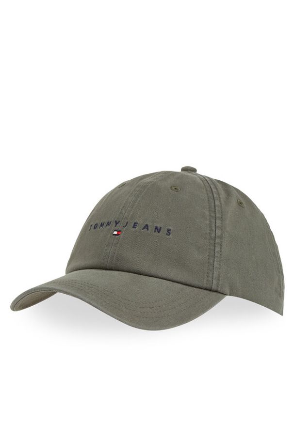 Tommy Jeans Czapka z daszkiem Tjm Linear Washed Cap AM0AM13355 Zielony. Kolor: zielony. Materiał: bawełna, materiał