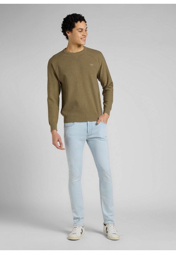 Lee - LEE RAGLAN CREW KNIT MĘSKI SWETER BRINDLE GREEN L83PKHUA 112145614. Długość rękawa: raglanowy rękaw