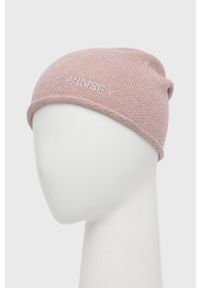 TwinSet - Twinset czapka wełniana kolor różowy z cienkiej dzianiny wełniana. Kolor: różowy. Materiał: wełna, dzianina #3
