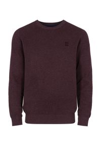 Ochnik - Bordowy bawełniany sweter męski z logo. Kolor: czerwony. Materiał: bawełna. Długość: długie. Wzór: aplikacja #4