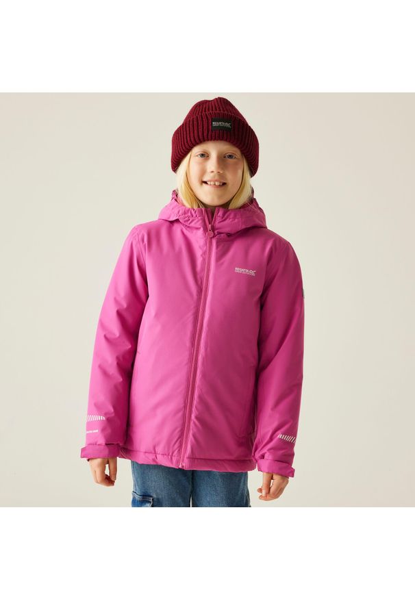 Regatta - Kurtka dziecięca przejściowa przeciwdeszczowa Hurdle. Kolor: różowy. Materiał: puch, materiał. Styl: sportowy