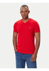 Lacoste T-Shirt TH6710 Czerwony Regular Fit. Kolor: czerwony. Materiał: bawełna