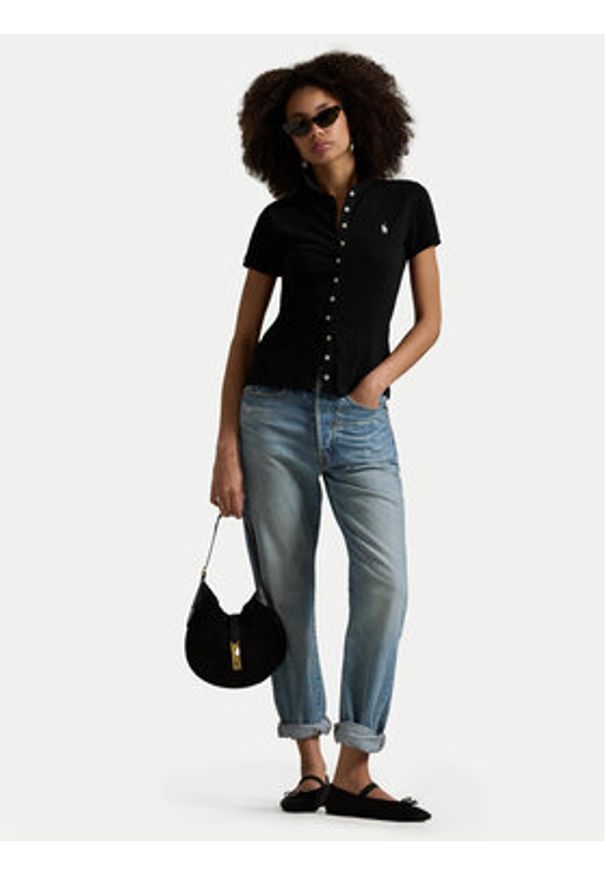 Polo Ralph Lauren Polo 211939272004 Czarny Slim Fit. Typ kołnierza: polo. Kolor: czarny. Materiał: bawełna