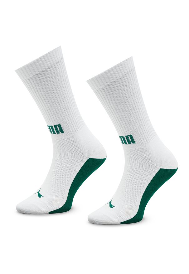 Zestaw 2 par wysokich skarpet męskich Puma Men Front Logo Crew 2P 938010 Green / White 04. Kolor: biały. Materiał: materiał, bawełna
