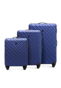 Wittchen - Zestaw walizek z ABS-u z deseniem granatowy. Kolor: niebieski. Materiał: guma