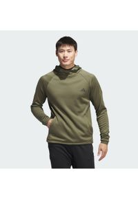 Adidas - Bluza z kapturem COLD.RDY. Typ kołnierza: kaptur. Kolor: zielony. Materiał: materiał. Sport: golf