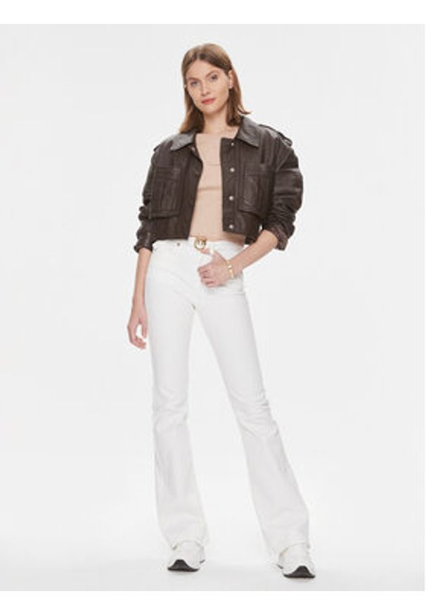 Pinko Sweter Tritone Maglia . 102017 A1KW Beżowy Slim Fit. Kolor: beżowy. Materiał: jedwab, bawełna