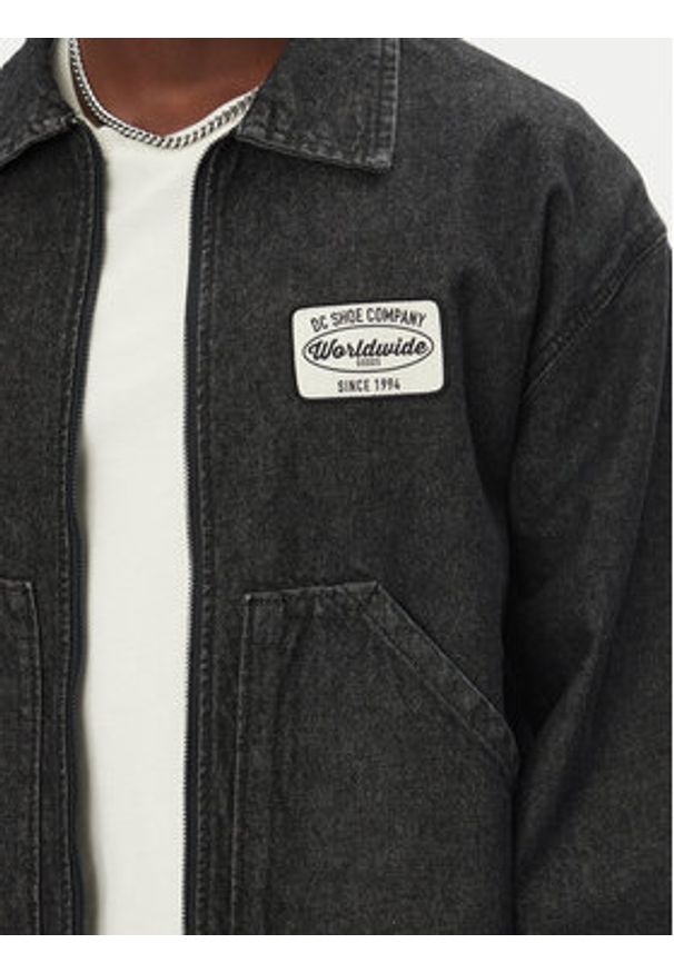 DC Kurtka jeansowa Pit Crew Jacket ADYJK03206 Czarny Boxy Fit. Kolor: czarny. Materiał: bawełna