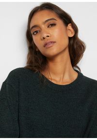 bonprix - Sweter melanżowy z okrągłym dekoltem. Kolor: zielony. Materiał: dzianina. Wzór: melanż #3