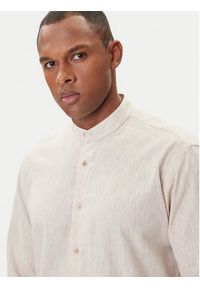 Karl Lagerfeld - KARL LAGERFELD Koszula 605035 552627 Beżowy Regular Fit. Typ kołnierza: dekolt w karo. Kolor: beżowy. Materiał: bawełna #5