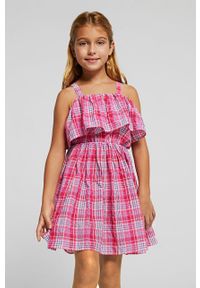 Mayoral sukienka dziecięca kolor fioletowy mini rozkloszowana. Kolor: fioletowy. Długość rękawa: na ramiączkach. Typ sukienki: rozkloszowane. Długość: mini