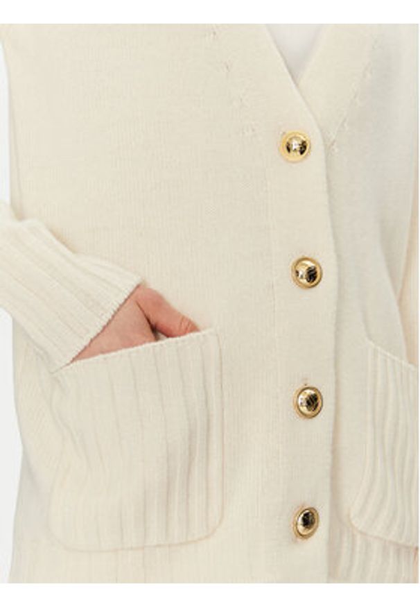 Luisa Spagnoli Kardigan Canolo 58505 Écru Regular Fit. Materiał: wełna