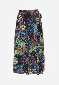 Renee - Granatowa Spódnica z Wiskozy z Gumką w Pasie Ozdobiona Abstrakcyjnym Printem Bimella. Okazja: na co dzień. Kolor: niebieski. Materiał: wiskoza. Wzór: nadruk, aplikacja. Styl: casual #8