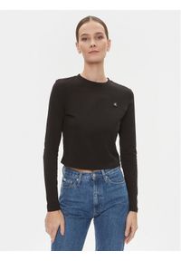 Calvin Klein Jeans Bluzka Embro Badge J20J222884 Czarny Regular Fit. Kolor: czarny. Materiał: bawełna #1