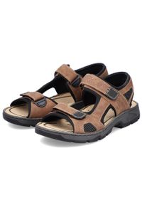Komfortowe sandały męskie na rzepy brązowe Rieker 26156-25. Zapięcie: rzepy. Kolor: brązowy #11