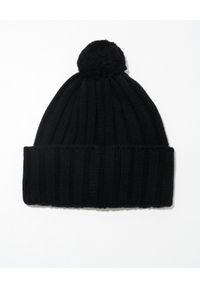 CANADA GOOSE - Czarna czapka z kaszmiru. Kolor: czarny. Materiał: kaszmir. Wzór: aplikacja