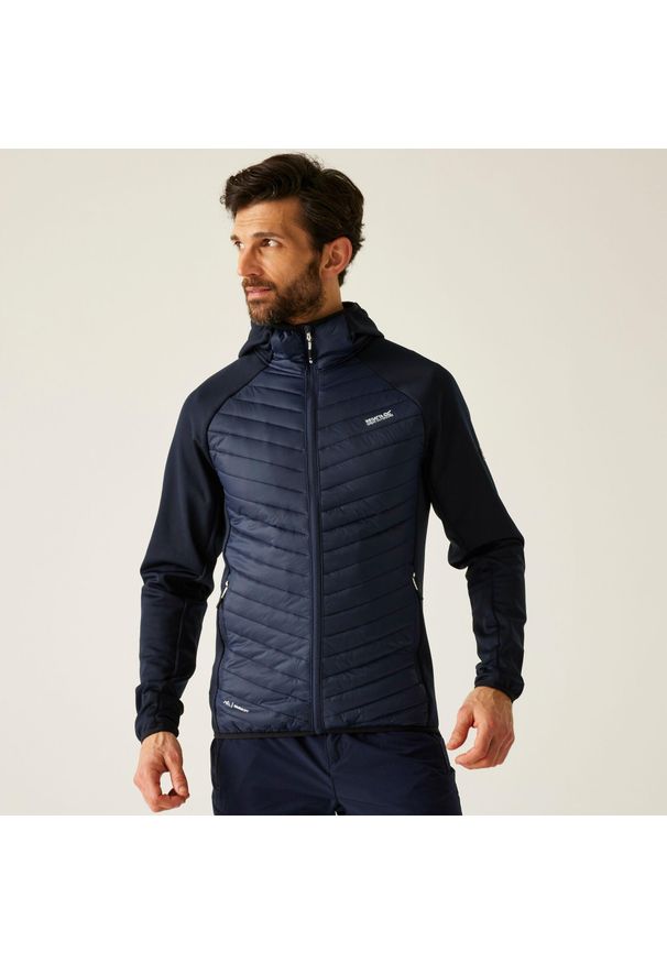 Regatta - Kurtka męska hybrydowa Andreson. Kolor: niebieski. Materiał: puch. Sport: turystyka piesza