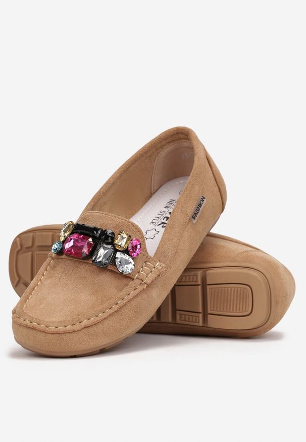 Born2be - Beżowe Mokasyny z Wkładką ze Skóry Naturalnej Mapho. Okazja: na co dzień. Kolor: beżowy. Materiał: skóra. Styl: klasyczny, elegancki, casual