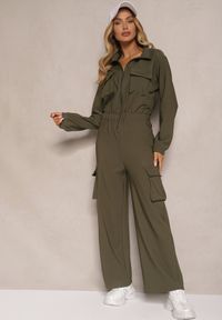 Renee - Zielony Kombinezon w Stylu Utility Taliowany Liarael. Kolor: zielony. Materiał: tkanina