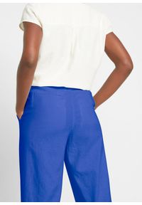 bonprix - Spodnie palazzo z lekkiego materiału z lnu i wiskozy. Kolor: niebieski. Materiał: wiskoza, len, materiał #2