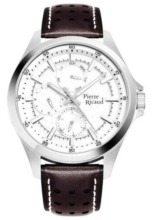 Zegarek męski Pierre Ricaud P97265.5B13QF brązowy. Kolor: brązowy