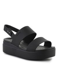 Sandały Crocs Brooklyn Low Wedge W 206453-060 czarne. Kolor: czarny. Materiał: materiał. Obcas: na platformie #1