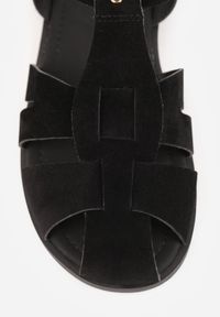 Born2be - Czarne Sandały Gladiatorki z Imitacji Nubuku z Klamerką Belenatia. Zapięcie: pasek. Kolor: czarny. Materiał: nubuk. Sezon: lato. Styl: klasyczny #7
