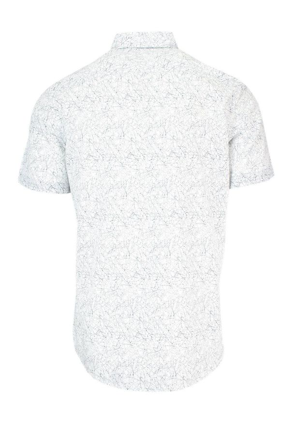 Pako Jeans - Koszula Męska, Biało-Granatowa Bawełniana, Casualowa, Krótki Rękaw, z Kieszonką -PAKO JEANS. Okazja: na co dzień. Kolor: biały, wielokolorowy, niebieski. Materiał: bawełna. Długość rękawa: krótki rękaw. Długość: krótkie. Styl: casual