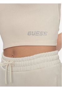 Guess T-Shirt Edie V4RP10 K8RT2 Beżowy Regular Fit. Kolor: beżowy. Materiał: wiskoza