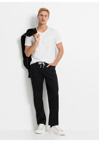 bonprix - Spodnie ze stretchem i elastyczną gumką w talii, regular fit, prosta nogawka. Kolor: czarny #3