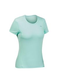 quechua - Koszulka turystyczna damska z krótkim rękawem Quechua MH100. Kolor: zielony. Materiał: elastan, poliamid, materiał. Długość rękawa: krótki rękaw. Długość: krótkie #1